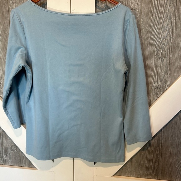 374. Talbots Sz S light blue long sleeve round neck  tee. - Picture 2 of 3